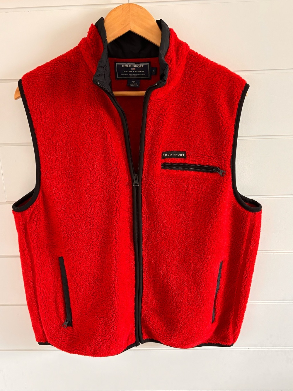 Vintage 90s Polo Sport Ralph Lauren Fleece Jacket Red L